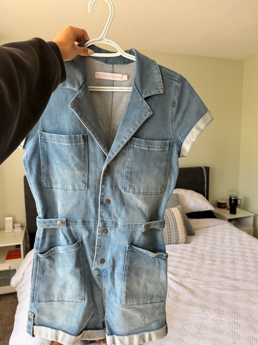 Kittenish Light Blue Denim Jacket with Pink Label